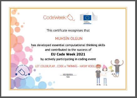 LET S COLOR PLAY CODE e Twinning PROJECT – CODE WEEK CERTİFİCATİES by sukran  - Illustrated by Şükran Yenigelen - Ourboox.com