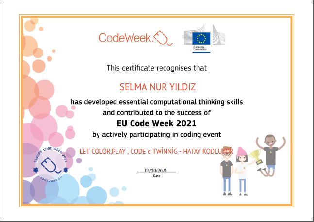 LET S COLOR PLAY CODE e Twinning PROJECT – CODE WEEK CERTİFİCATİES by sukran  - Illustrated by Şükran Yenigelen - Ourboox.com