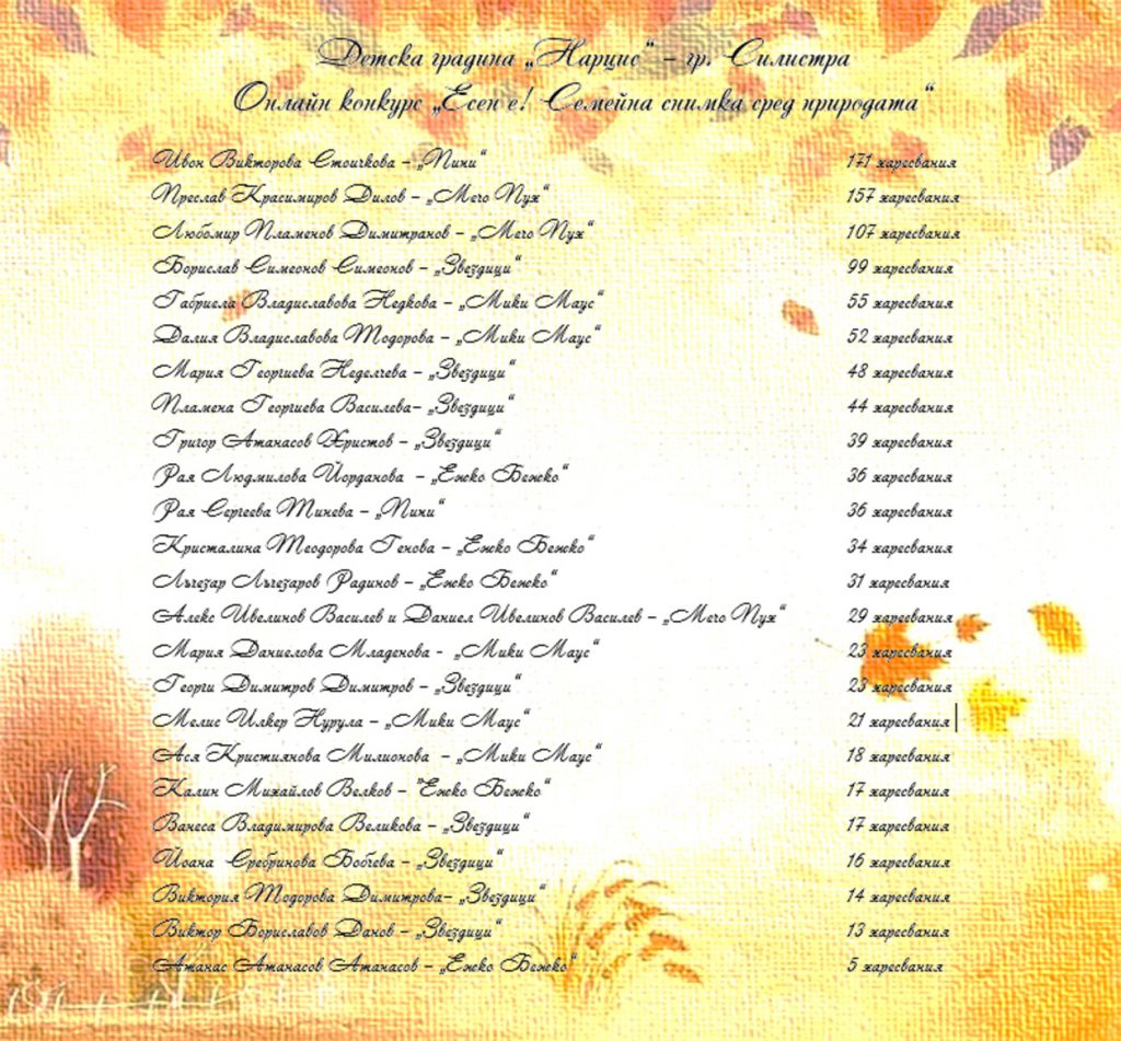 Есен е! Семейна снимка сред природата by Детска градина "Нарцис" - Ourboox.com