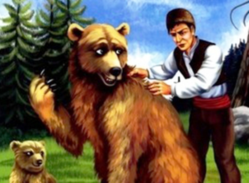 МЕЧКАТА И ЛОШАТА ДУМА by Ilia Ushev - Illustrated by Българска народна приказка - Ourboox.com