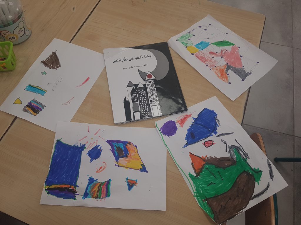 فعاليات في أعقاب قصة “حكاية نقطة على دفتر أبيض” by mysona hasarmi - Illustrated by عمل وابداع اطفال بستان وروضات المزرعة - Ourboox.com