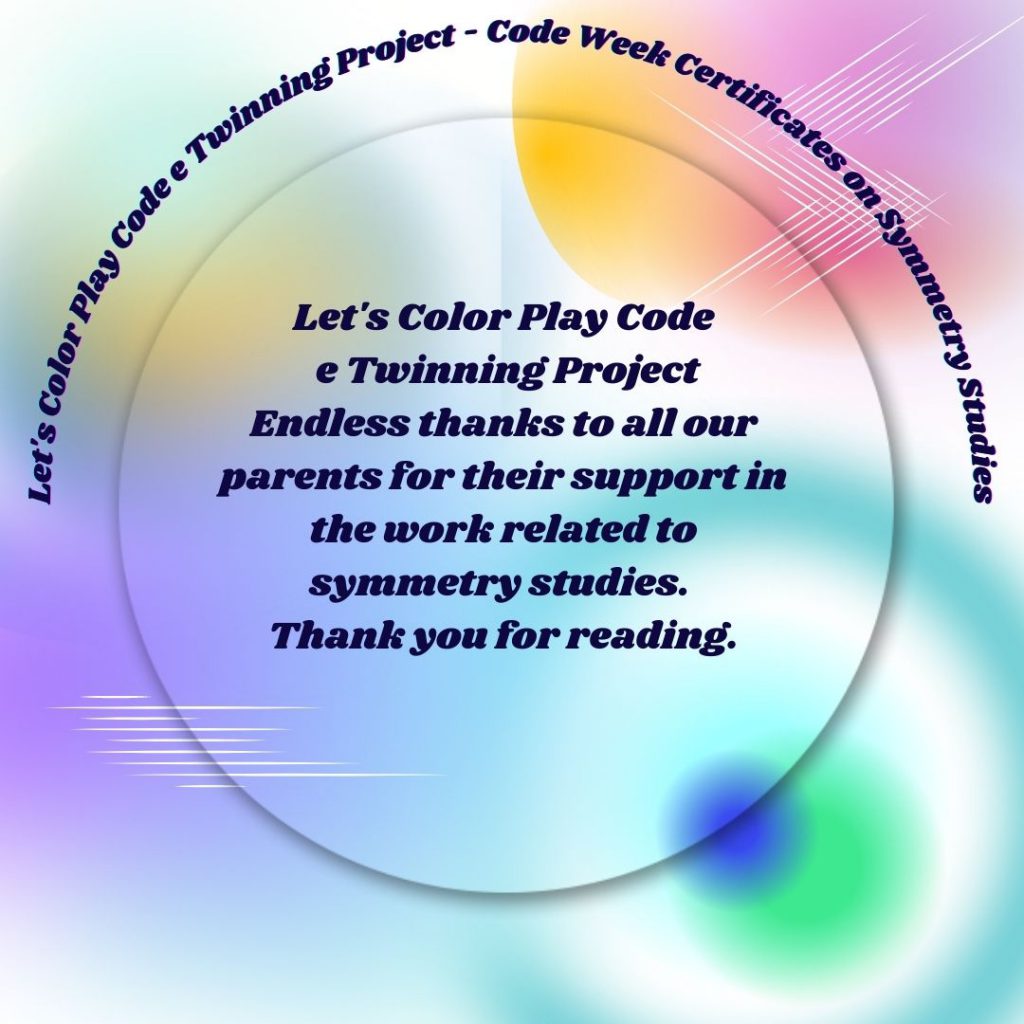 Let’s Color Play Code e Twinning Project – Code Week Certificates on Symmetry Studies by sukran  - Illustrated by Şükran Yenigelen - Ourboox.com